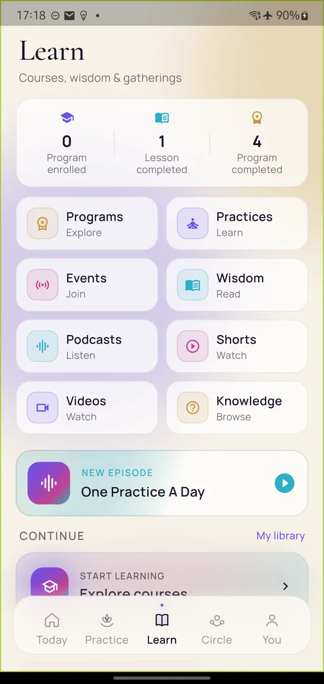 Startup Learning in the Onenergy app