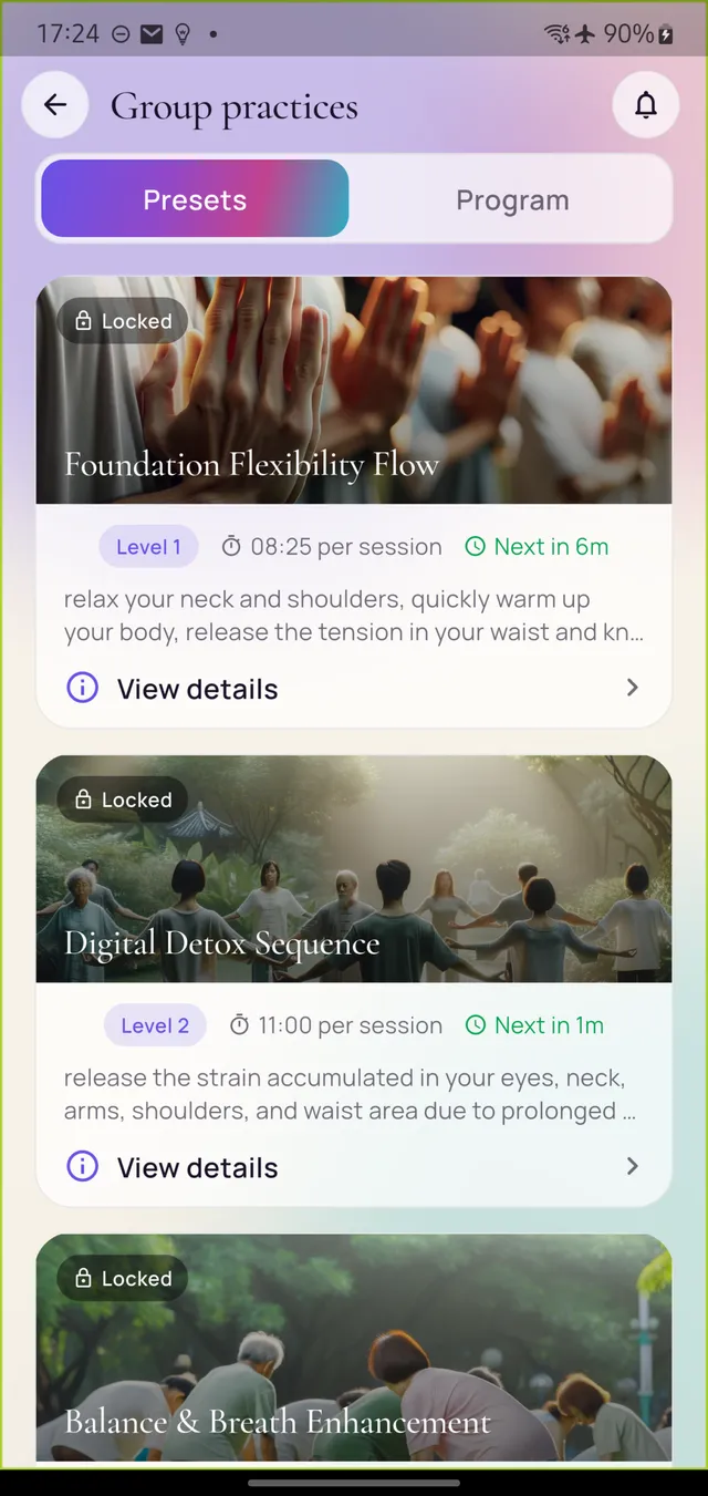 Group Practice in the Onenergy app