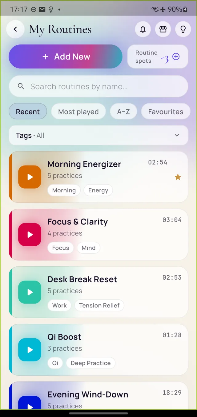 Custom Routine in the Onenergy app