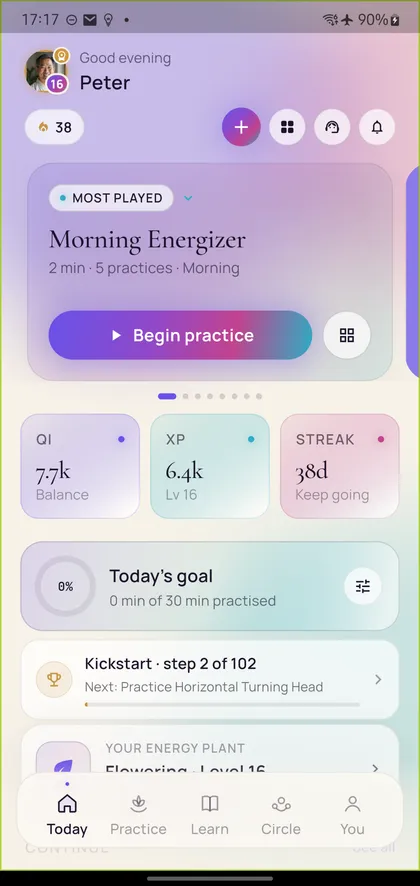 The Today screen of the Onenergy app