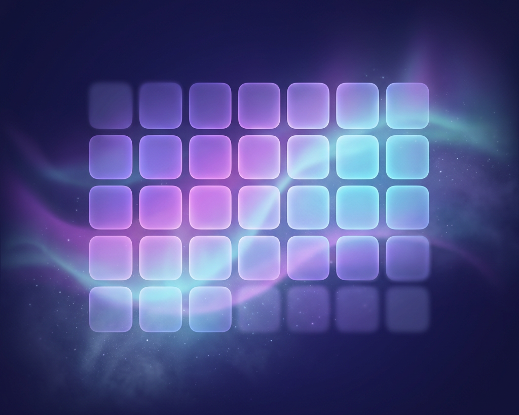 Abstract aurora-lit weekly practice plan grid representing the upcoming AI Planner