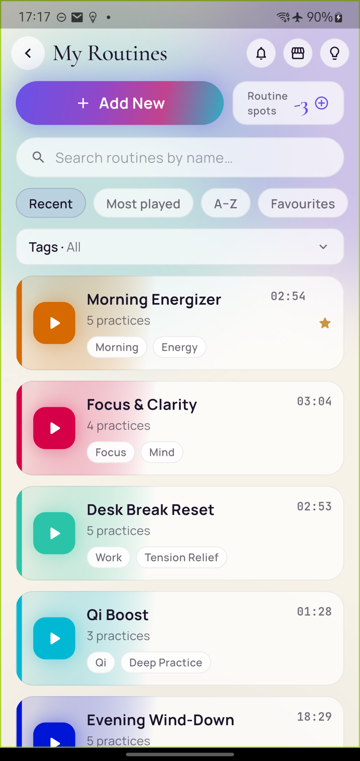 Custom routines in the Onenergy app