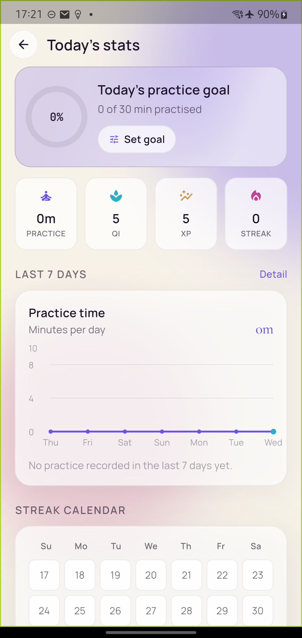 Progress tracking and Qi points in the Onenergy app