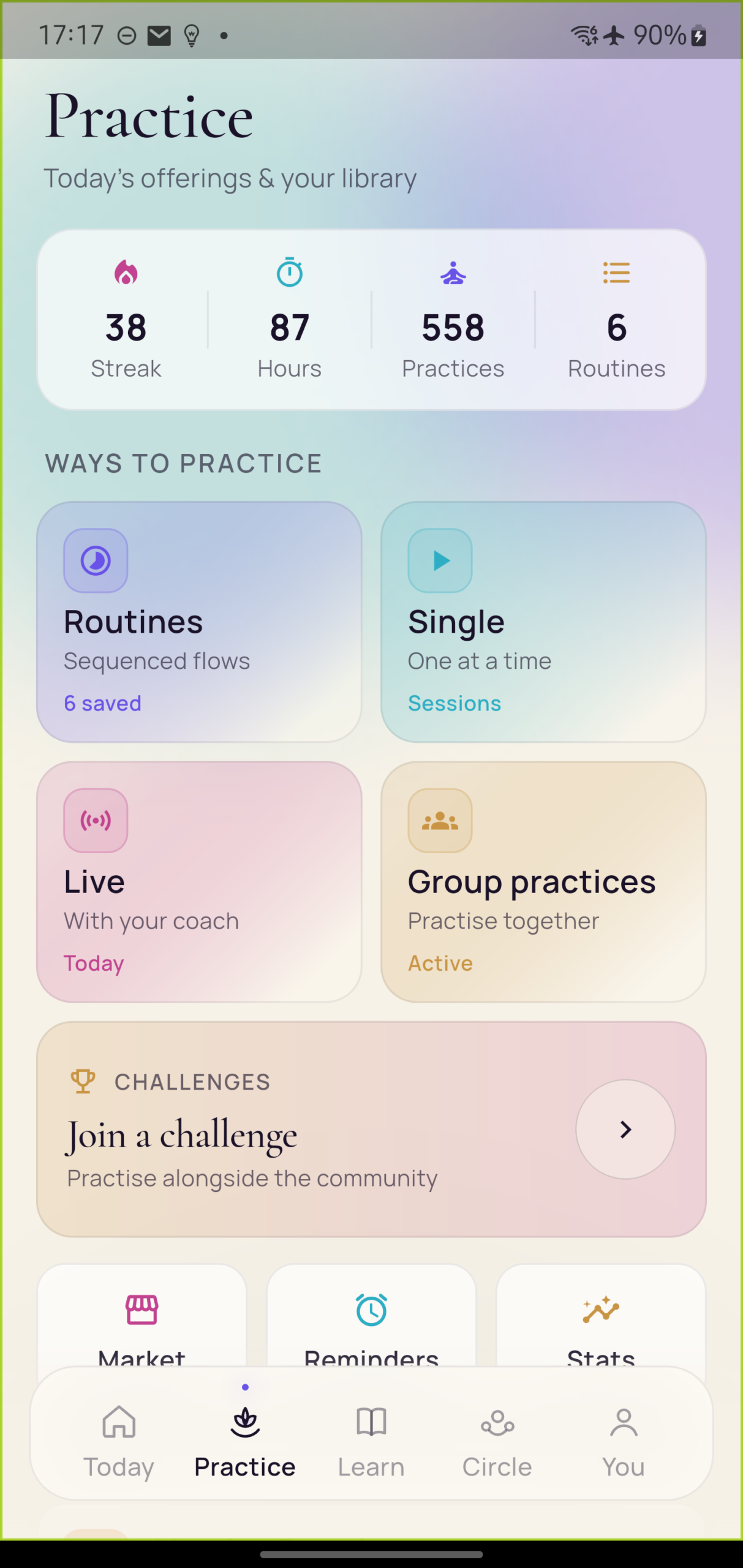 Guided solo practice in the Onenergy app