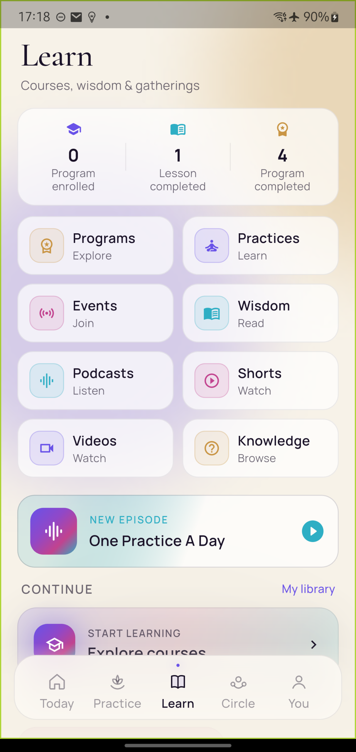 Startup Learning lessons in the Onenergy app